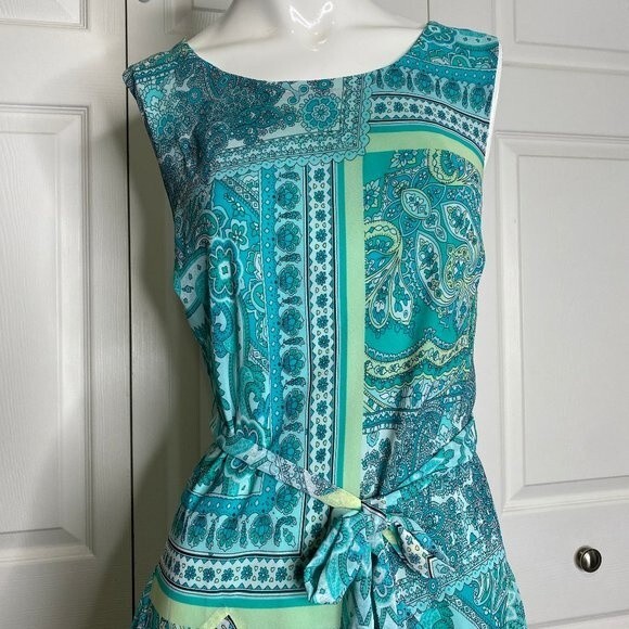 ROBBIE BEE Paisley Chiffon Ruffle Midi Dress Size 12 - Picture 2 of 13